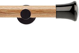 Neo 35mm Oak Wood Eyelet Pole, Black Nickel, Trumpet