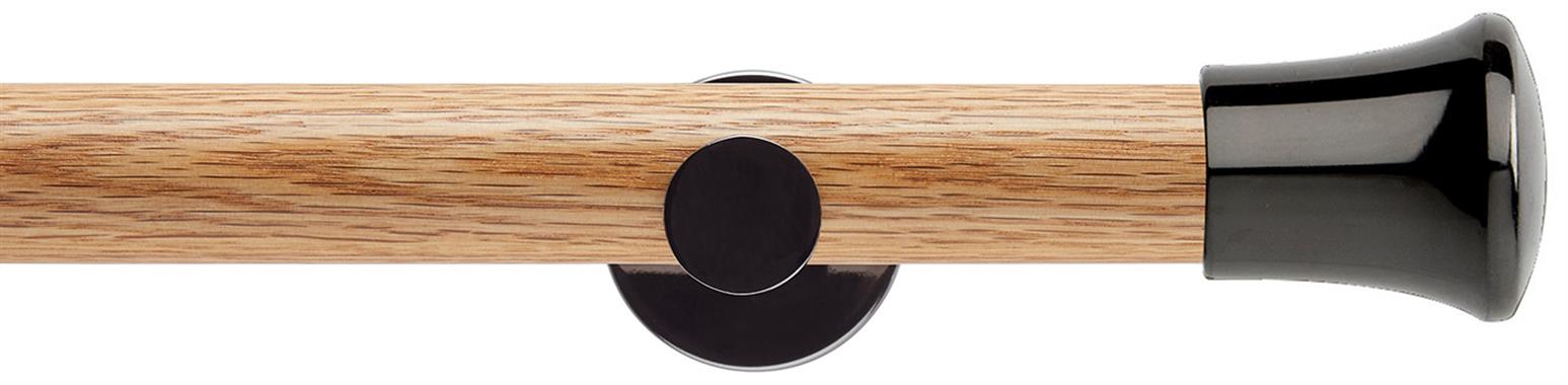 Neo 35mm Oak Wood Eyelet Pole, Black Nickel, Trumpet