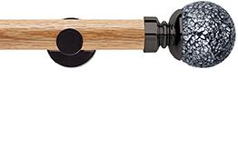 Neo 35mm Oak Wood Eyelet Pole, Black Nickel, Mosaic Ball