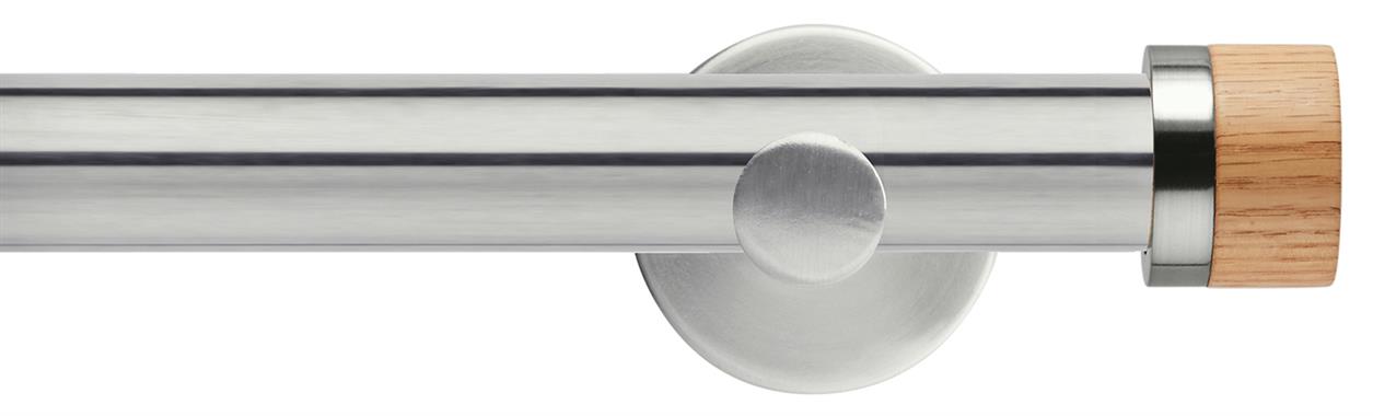 Neo 28mm Metal Eyelet Pole,Stainless Steel,Oak Stud