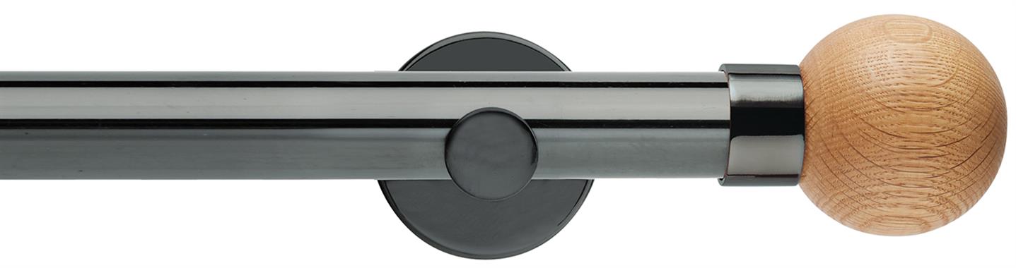 Neo 28mm Metal Eyelet Pole,Black Nickel,Oak Ball