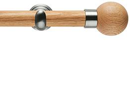 Neo 28mm Oak Wood Eyelet Pole, Stainless Steel Cup, Oak Ball
