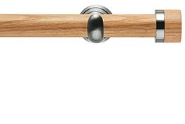 Neo 28mm Oak Wood Eyelet Pole, Stainless Steel Cup, Oak Stud