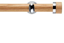 Neo 28mm Oak Wood Eyelet Pole, Chrome Cup, Oak Stud