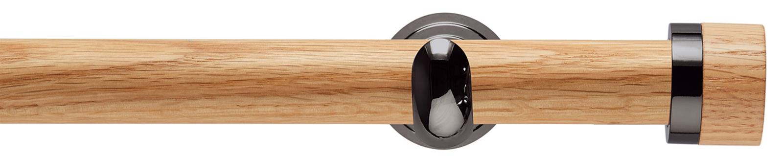Neo 28mm Oak Wood Eyelet Pole, Black Nickel Cup, Oak Stud