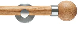 Neo 28mm Oak Wood Eyelet Pole, Stainless Steel, Oak Ball