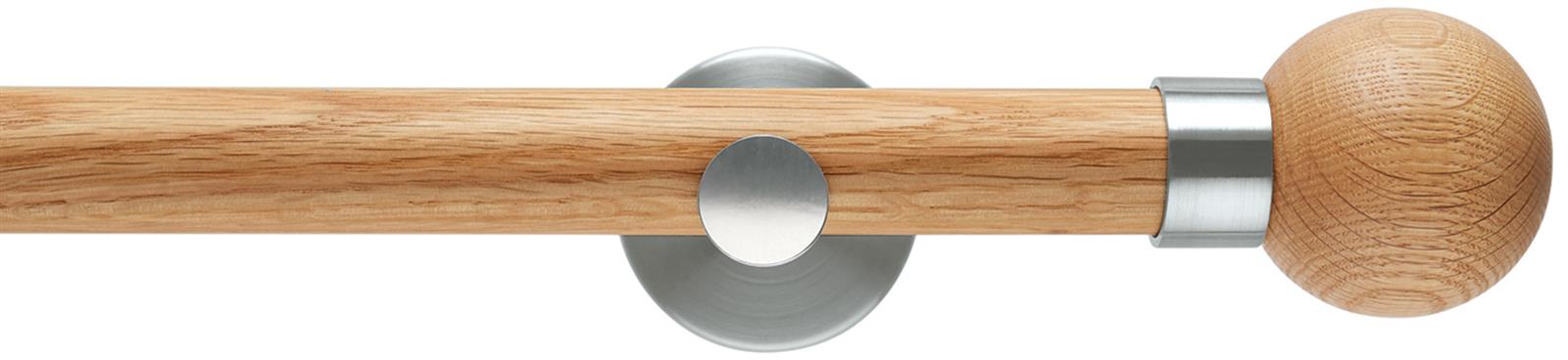 Neo 28mm Oak Wood Eyelet Pole, Stainless Steel, Oak Ball