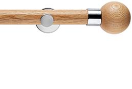 Neo 35mm Oak Wood Eyelet Pole, Chrome, Oak Ball