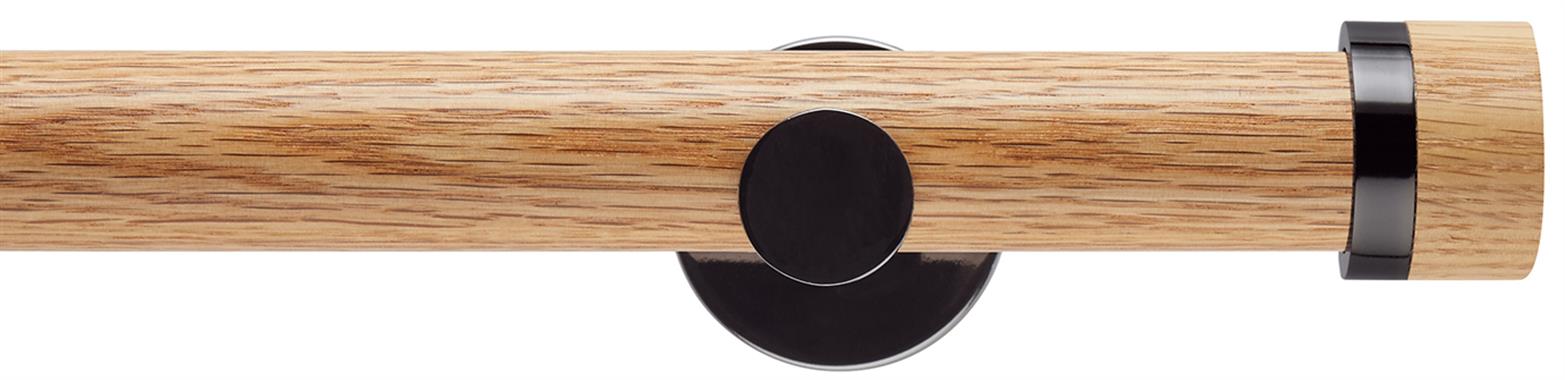 Neo 35mm Oak Wood Eyelet Pole, Black Nickel, Oak Stud