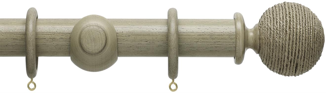 Hallis Origins 45mm Wood Pole, Millstone Grey, Twine Finial