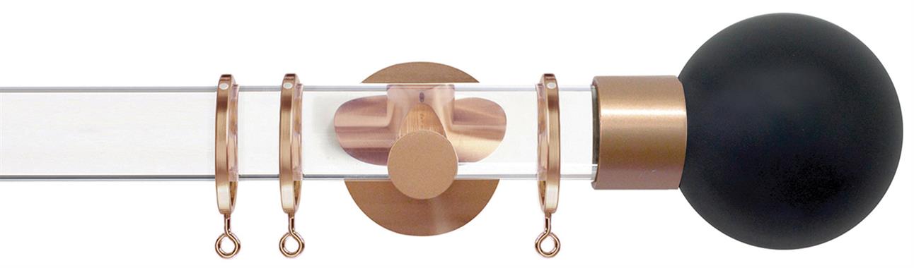 Jones Strand Acrylic 35mm Pole, Rose Gold, Charcoal Painted Ball