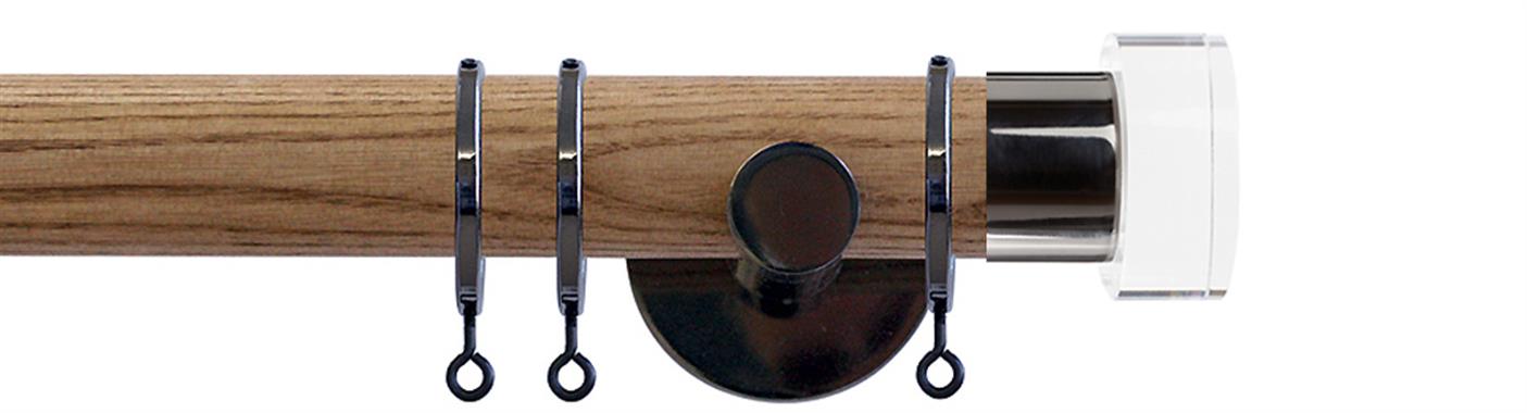 Jones Strand 35mm Wood Pole Light Oak, Black Nickel, Acrylic End Stopper