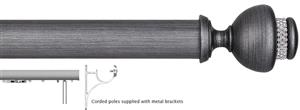 Byron Tiara 45mm Corded Pole Satin Silver Black, Decor Charleston
