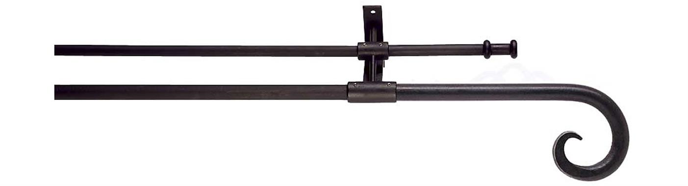 Artisan Wrought Iron Double Curtain Pole 12-16mm Curl