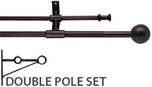 Artisan Wrought Iron Double Curtain Pole 12mm-16mm Cannon