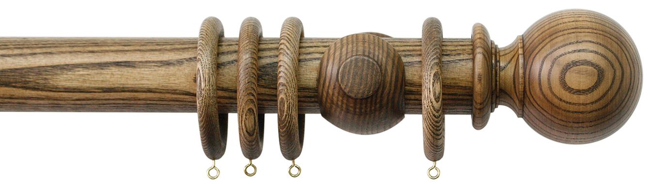 Jones Oakham 50mm Handcrafted Wood Pole Light Oak, Ball