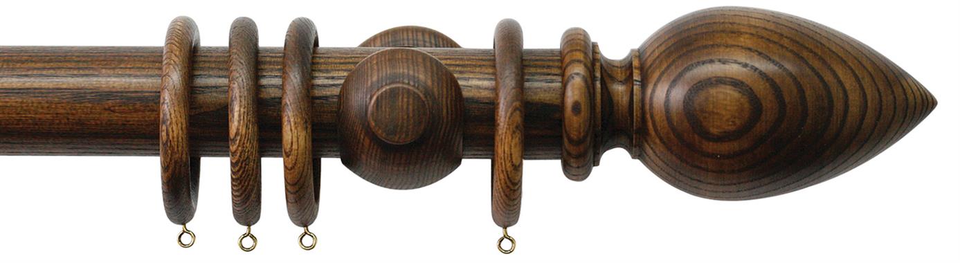 Jones Oakham 50mm Handcrafted Wood Pole Medium Oak, Cone