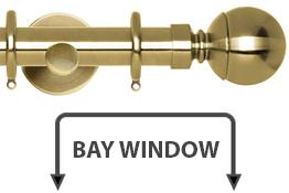 Neo 28mm Bay Window Curtain Pole Spun Brass Ball