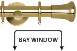 Neo 28mm Bay Window Curtain Pole Spun Brass Trumpet