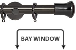 Neo 28mm Bay Window Pole Black Nickel Trumpet