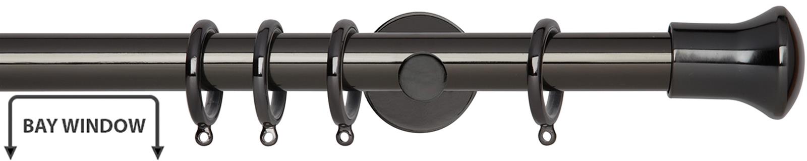 Neo 28mm Bay Window Pole Black Nickel Trumpet