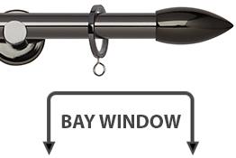 Neo 19mm Bay Window Curtain Pole Black Nickel Bullet