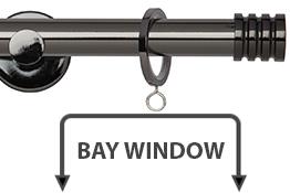 Neo 19mm Bay Window Curtain Pole Black Nickel Stud