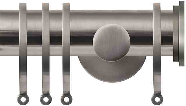 Renaissance Contemporary 35mm Metal Curtain Pole Brushed Nickel, Fynn Endcap