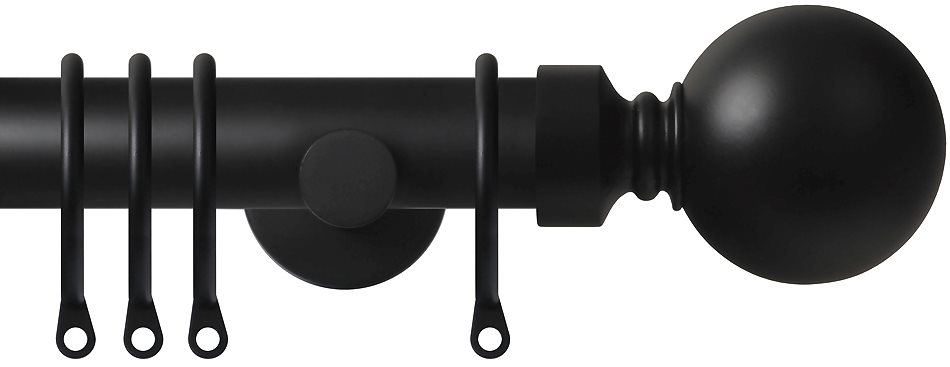 Renaissance Contemporary 35mm Metal Curtain Pole Matt Black, Plain Ball