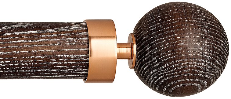 Byron Halo Wood 35mm 45mm 55mm Pole, Smoked Oak, Copper Globus