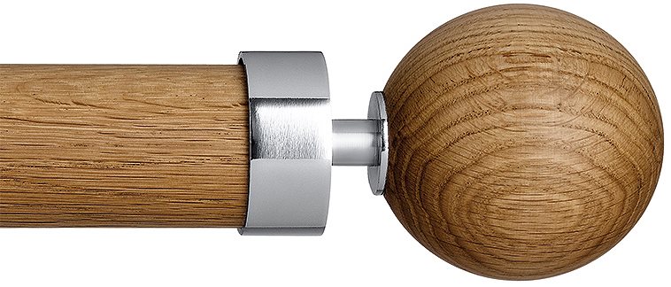 Byron Halo Wood 35mm 45mm 55mm Pole, English Oak, Chrome Globus