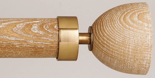 Byron Halo Wood 35mm 45mm 55mm Pole, Limed Oak, Brass Luna