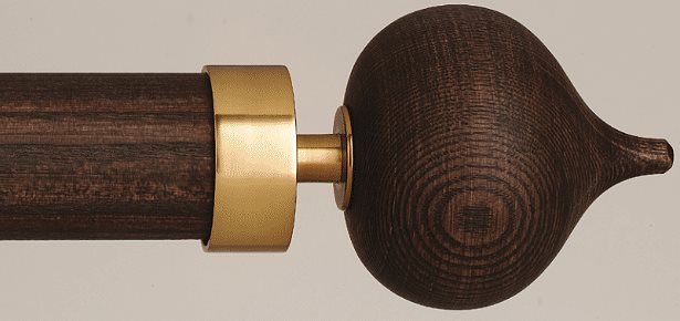 Byron Halo Wood 35mm 45mm 55mm Pole, Toasted Oak, Brass Stellar
