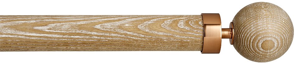 Byron Halo Wood 35mm 45mm 55mm Pole, Limed Oak, Copper Globus