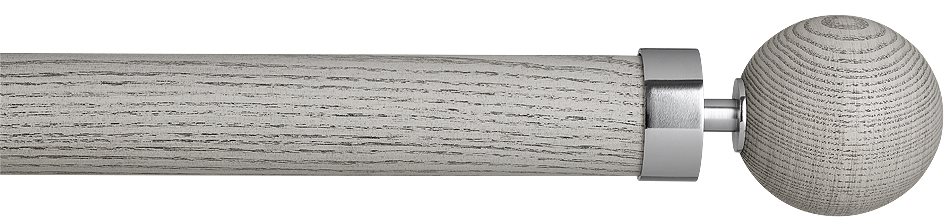 Byron Halo Wood 35mm 45mm 55mm Pole, Chateau Grey, Chrome Globus