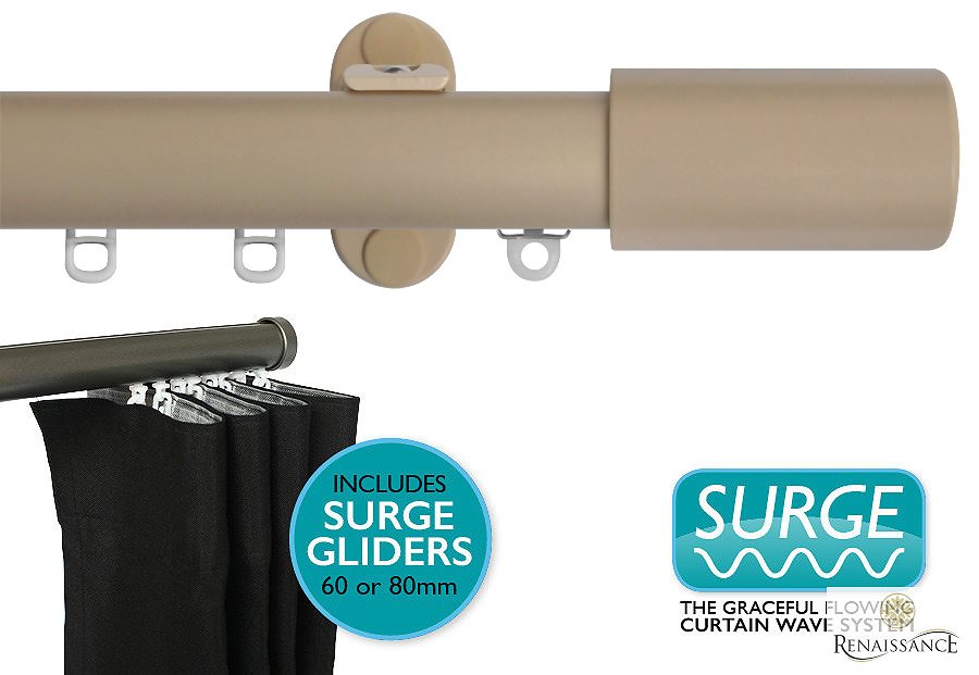 Renaissance 28mm Distinction Surge Metal Curtain Pole Country Cream, Barrel