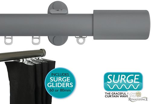 Renaissance 28mm Distinction Surge Metal Curtain Pole Dove Grey, Barrel