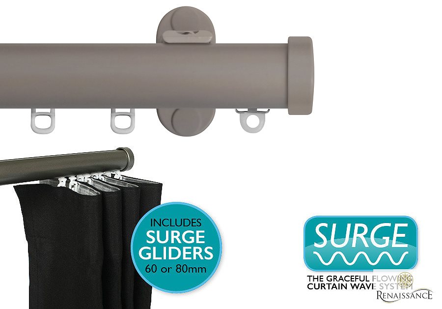 Renaissance 28mm Distinction Surge Metal Curtain Pole Light Grey, Endcap