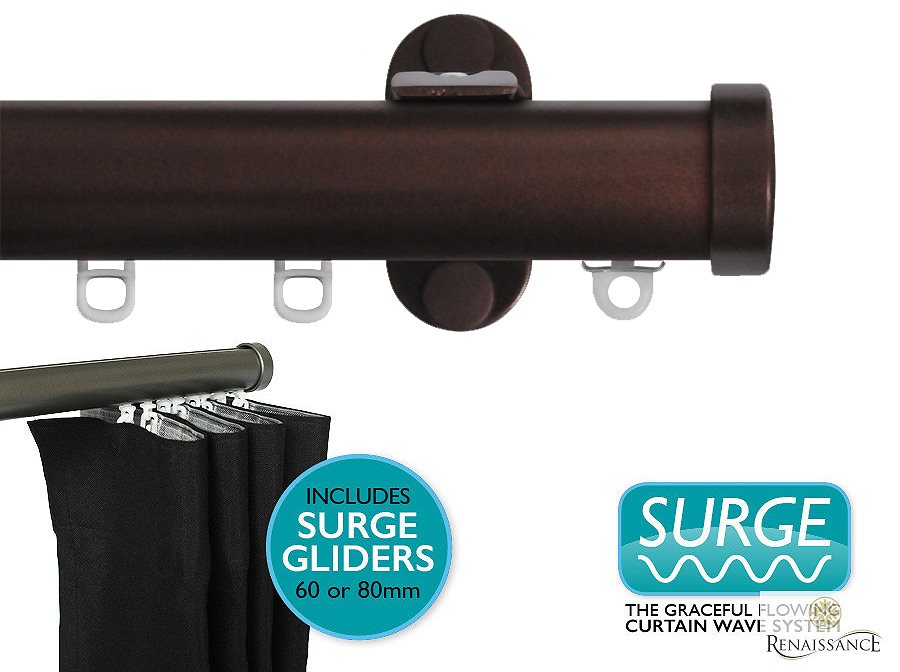 Renaissance 28mm Distinction Surge Metal Curtain Pole Antique Bronze, Endcap