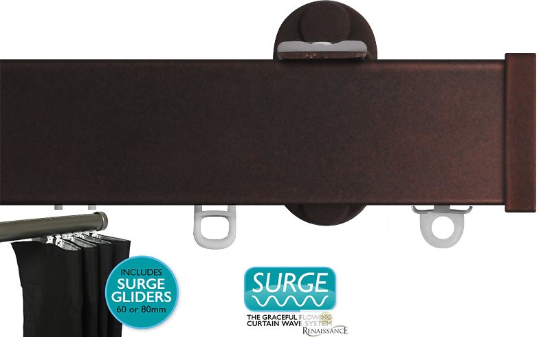 Renaissance Distinction 34mm Flat Profile Curtain Track, Surge, Antique Bronze