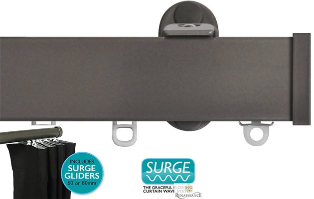 Renaissance Distinction 34mm Flat Profile Curtain Track, Surge, Steel Sheen