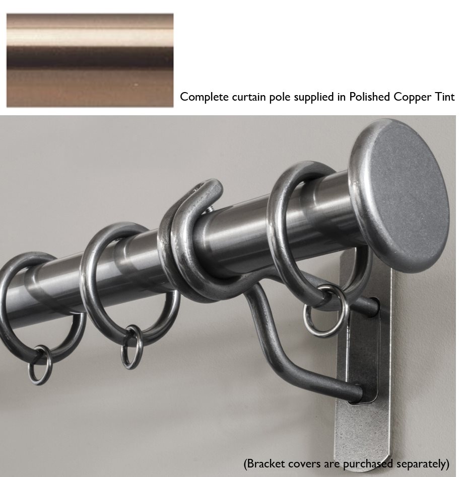Bradley 19mm Steel Curtain Pole Polished Copper Tint, Standard Stud 