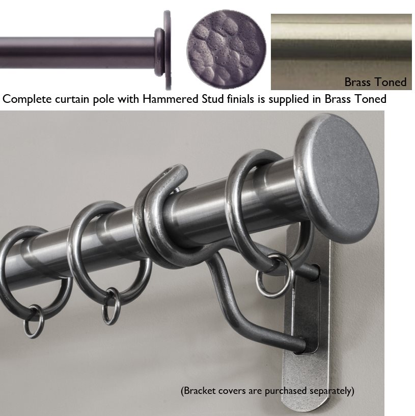 Bradley 19mm Steel Curtain Pole Brass Toned, Hammered Stud 