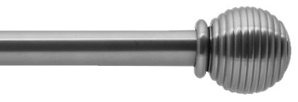 Bradley 19mm Steel Curtain Pole Polished, Ribbed Ball and Collar