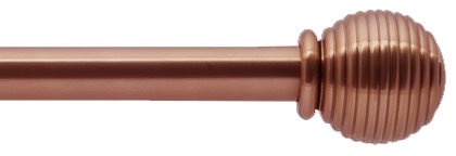 Bradley 19mm Steel Curtain Pole Polished Copper Tint, Ribbed Ball and Collar