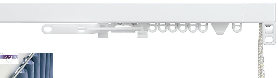 Silent Gliss 3870 Corded Curtain Track with Wave Matt White