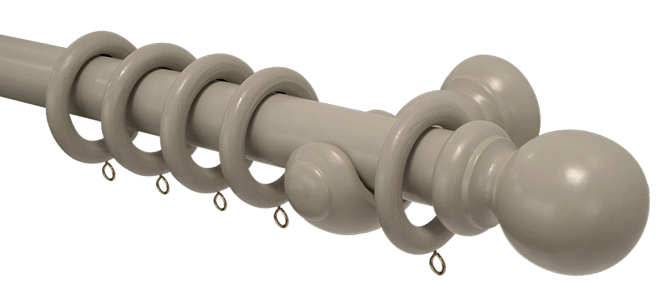 Renaissance Standard 28mm Wooden Curtain Pole, Ball, Grey