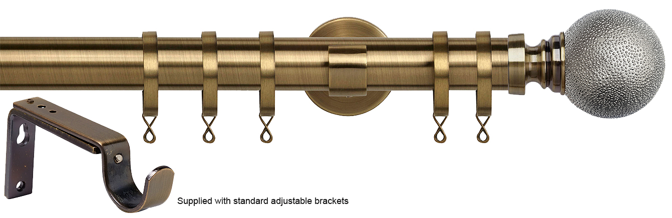 Speedy 35mm Poles Apart Metal Pole Standard Antique Brass Textured Ball