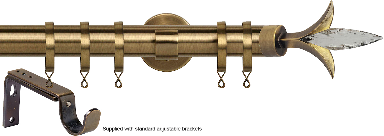 Speedy 35mm Poles Apart Metal Pole Standard Antique Brass Fleur de Lys