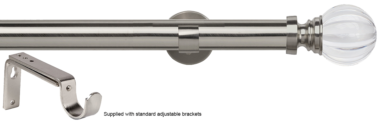 Speedy 35mm Eyelet Standard Pole, Satin Silver, Segmented Ball